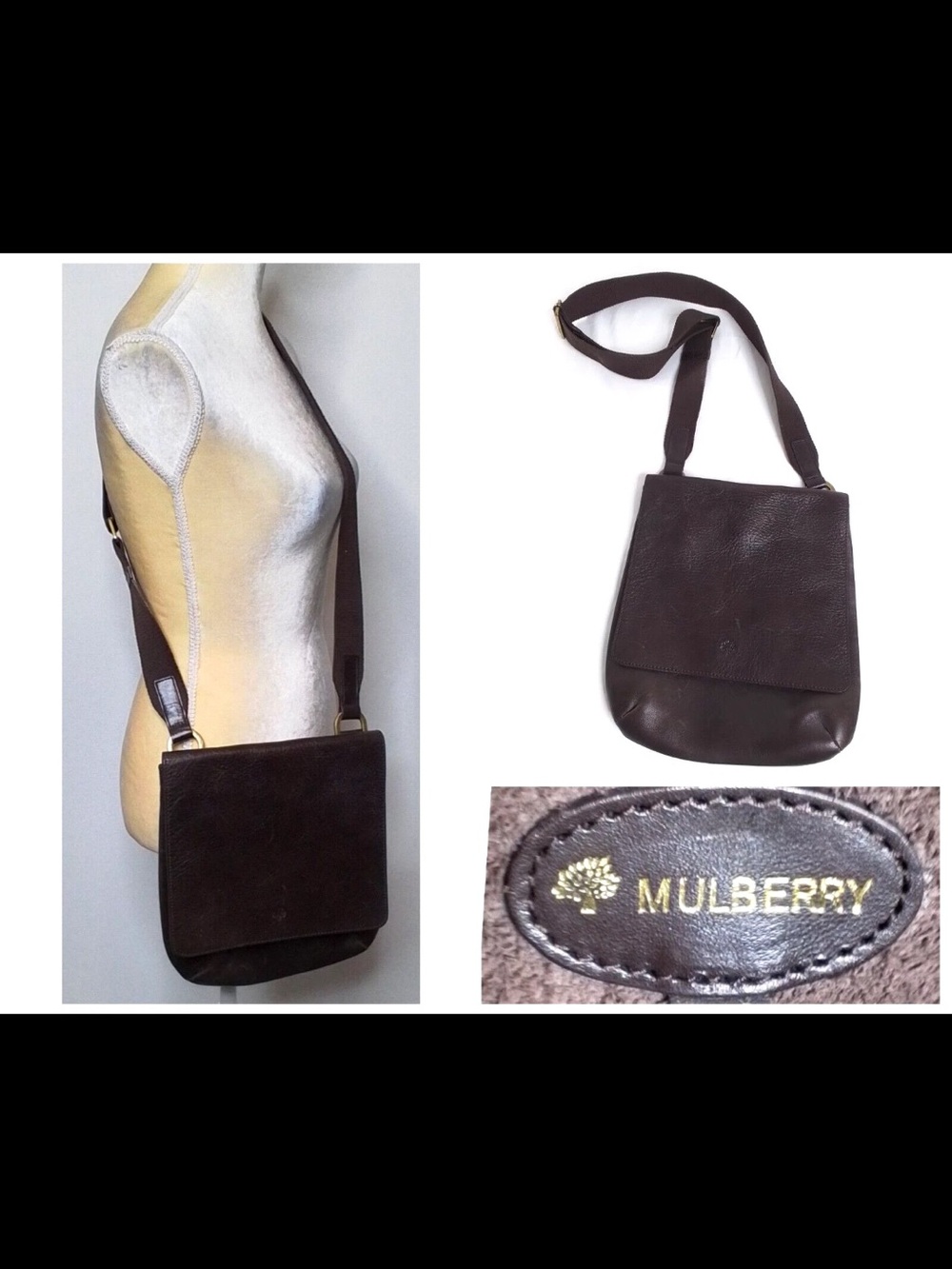 Mulberry Chocolate Brown Pebbled Leather Messenger Bag